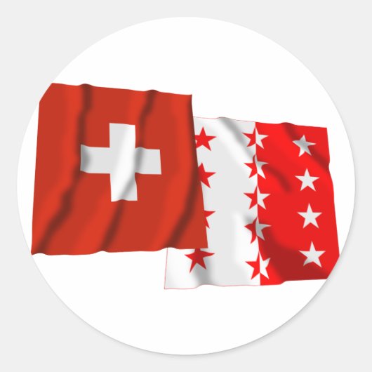 Zwitserland & Wallis zwaaien vlaggen Ronde Sticker (Voorkant)