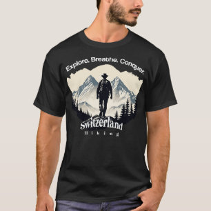 Zwitserland Wandelen Ontdek Breathe Conquer T-shirt