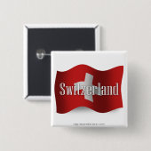 Zwitserland Waving Flag Vierkante Button 5,1 Cm (Voorkant /achterkant)