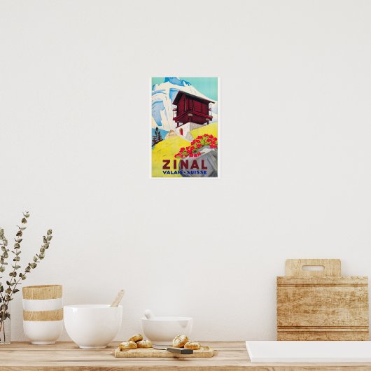 Zwitserland Zinaal Poster voor reizen teruggezet (Keuken)