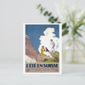 Zwitserland, zomerpicknick op bergen,  briefkaart (Staand voorkant)