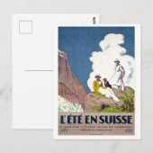 Zwitserland, zomerpicknick op bergen,  briefkaart (Voorkant / Achterkant)