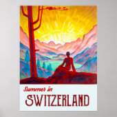Zwitserland, zon boven de bergen poster (Voorkant)