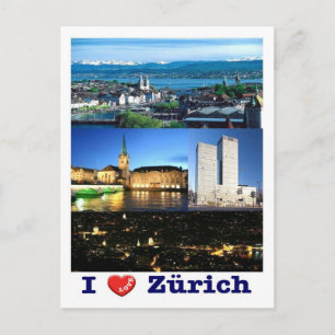 Zwitserland - Zürich - I Love - Briefkaart