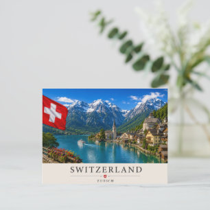 Zwitserland Zürich Reiseposter   Schitterend Alpen Feestdagenkaart