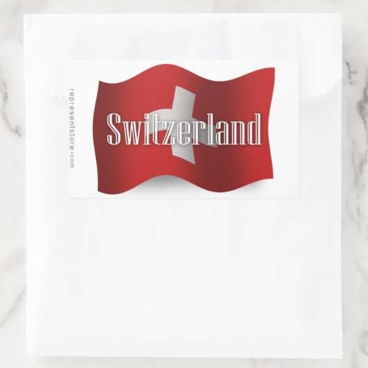 Zwitserland zwaaiende vlag rechthoekige sticker (Tas)