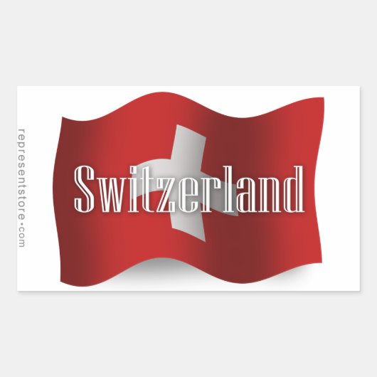 Zwitserland zwaaiende vlag rechthoekige sticker (Voorkant)
