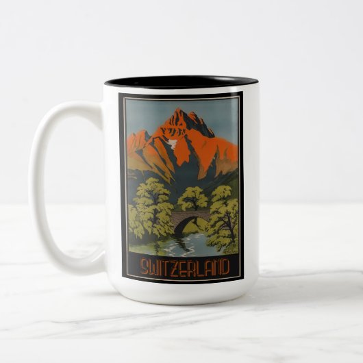 Zwitserland Zwitsers Poster voor het reizen van re Tweekleurige Koffiemok (Links)