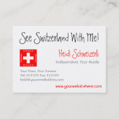 Zwitserland Zwitsers thema Toerisme Visitekaartjes (Achterkant)