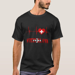 Zwitserland Zwitserse vlag Harthartslag EKG Pulse  T-shirt