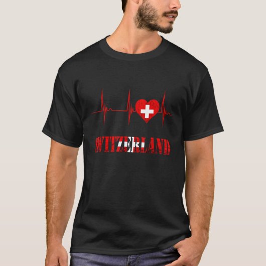 Zwitserland Zwitserse vlag Harthartslag EKG Pulse  T-shirt (Voorkant)