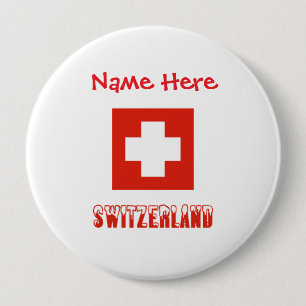 Zwitserland Zwitserse Vlag Rood Personalisatie  Ronde Button 4,0 Cm