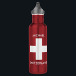 Zwitserland Zwitserse vlag rood reizen persoonlijk Waterfles<br><div class="desc">Zwitserland reizen rode waterfles met Zwitserse vlag. Persoonlijke waterfles. U kunt de naam eenvoudig wijzigen.</div>