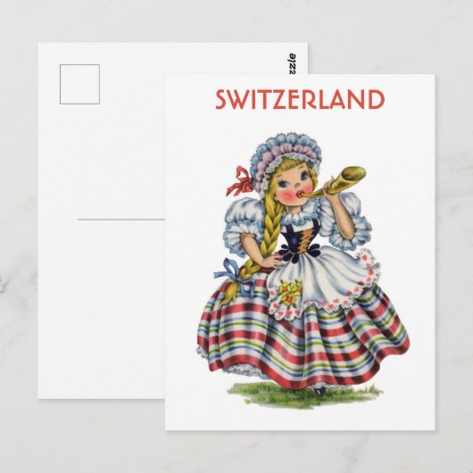  Zwitserland Zwitserse Vrouw Reizen Briefkaart (Voorkant / Achterkant)