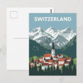 Zwitsers Alpendorp Briefkaart (Voorkant / Achterkant)