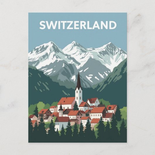 Zwitsers Alpendorp Briefkaart (Voorkant)