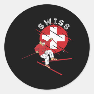 Zwitsers alpineskiën Schweiz Roots Zwitserland Vla Ronde Sticker