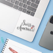 Zwitsers - Amerikaans binnenste harten Sticker (Laptop met iPhone)