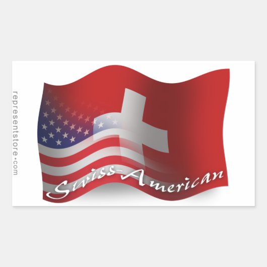 Zwitsers-Amerikaanse golfvlag Rechthoekige Sticker (Voorkant)