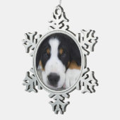 Zwitsers bergachtige hond van de Snowflake Tin Sneeuwvlok Ornament (Rechts)