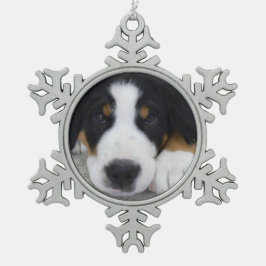 Zwitsers bergachtige hond van de Snowflake Tin Sneeuwvlok Ornament