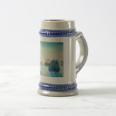 Zwitsers blauw kerstfeest bierpul (Voorkant rechts)