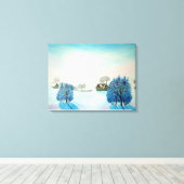 Zwitsers blauw kerstfeest canvas afdruk (Insitu (Houten vloer))