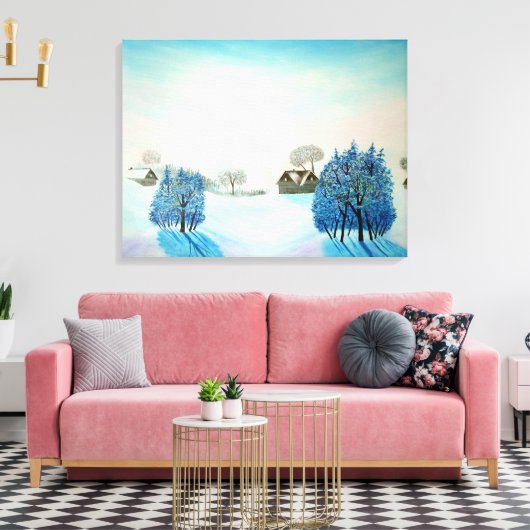 Zwitsers blauw kerstfeest canvas afdruk (Insitu (Woonkamer))