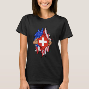 Zwitsers bloed in mij trotse Zwitserse vlag T-shirt