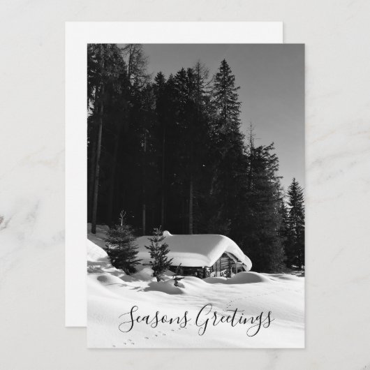 Zwitsers chalet in de sneeuw feestdagenkaart (Voorkant / Achterkant)