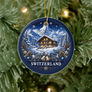 Zwitsers Chalet Schilderachtige Aandenken Keramisch Ornament