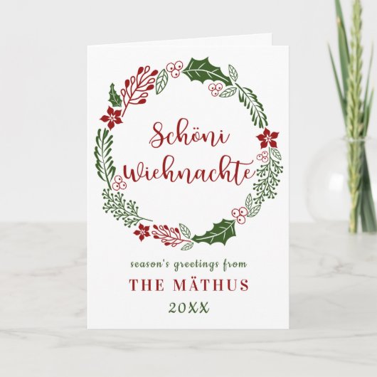 Zwitsers Duits kerst, aangepast Feestdagen Kaart (Voorkant)