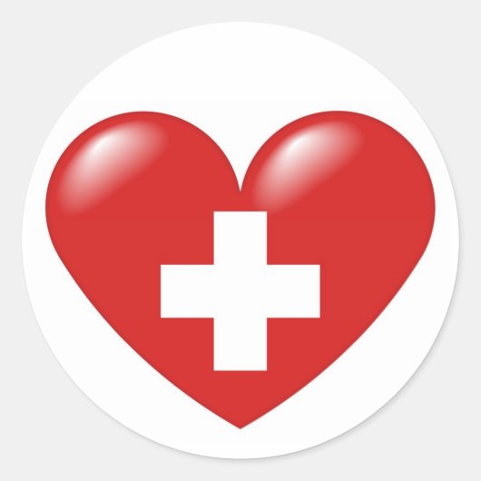Zwitsers hart - Schweizer Herz - Coeur suisse Ronde Sticker (Voorkant)