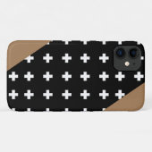 Zwitsers kruis - Zwart & Wit kruis - Bruin accent Case-Mate iPhone Case (Achterkant (horizontaal))
