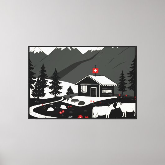 Zwitsers landschap canvas afdruk (Voorkant)