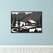 Zwitsers landschap canvas afdruk (Insitu (Houten vloer))