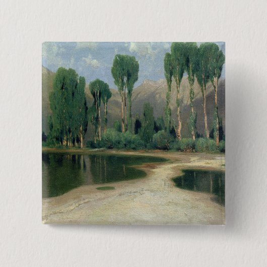 Zwitsers landschap vierkante button 5,1 cm (Voorkant)