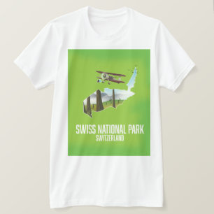 Zwitsers nationaal park, kaart Zwitserland T-shirt