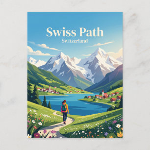 Zwitsers pad, Meer van Lucerne Zwitserland Briefkaart