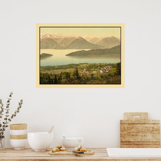 Zwitsers Panorama van Rigi Kaltbad Poster (Keuken)