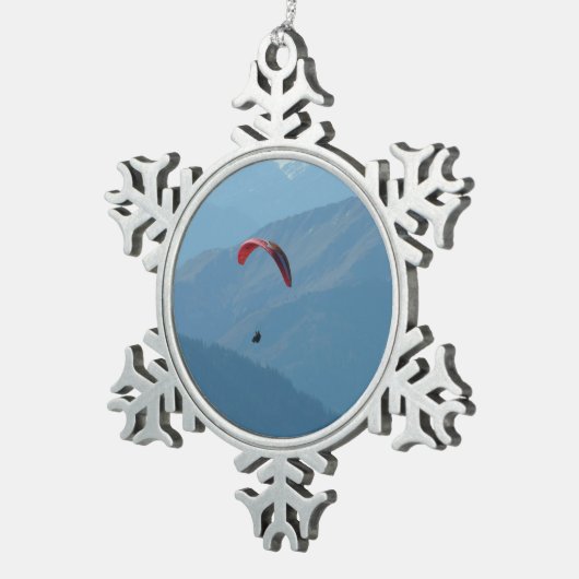 Zwitsers Paragliden Tin Sneeuwvlok Ornament (Rechts)