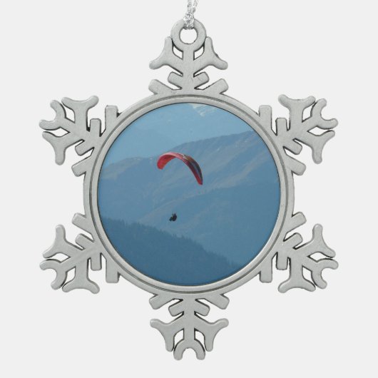 Zwitsers Paragliden Tin Sneeuwvlok Ornament (Voorkant)