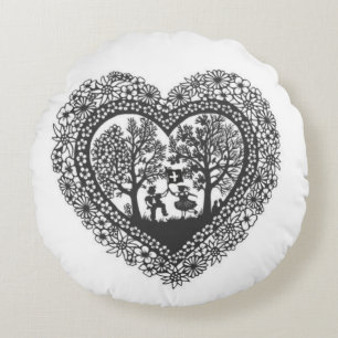 Zwitsers Scherenschnitte Pillow Rond Kussen