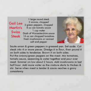 Zwitsers steak-recept briefkaart