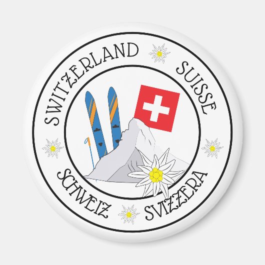 Zwitsers Stereotype White Refkoelkast Magnet (Voorkant)