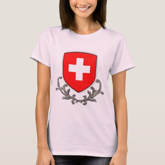 Zwitsers T-shirt met scrollen (Voorkant)