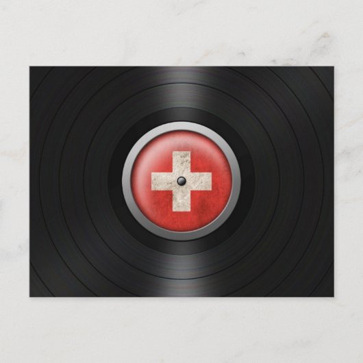 Zwitsers vinylrecord briefkaart (Voorkant)