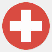 Zwitsers vlaggenrood ronde sticker (Voorkant)