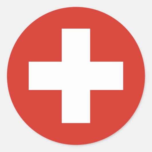 Zwitsers vlaggenrood ronde sticker (Voorkant)
