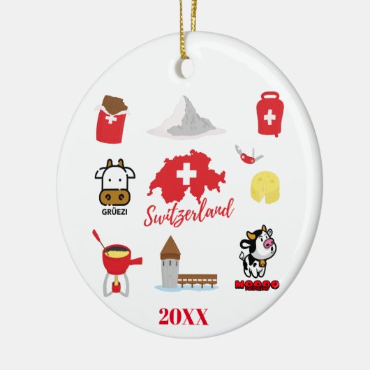 Zwitsers - Zwitserland - Souvenir Combo Keramisch Ornament (Links)